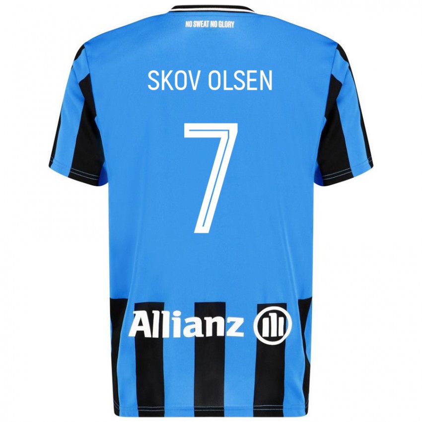 Kobiety Andreas Skov Olsen #7 Niebieski Czarny Domowa Koszulka 2024/25 Koszulki Klubowe