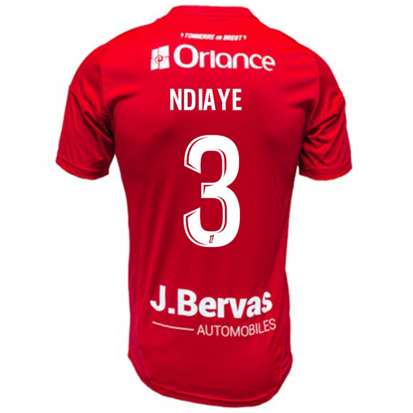 Kobiety Abdoulaye Ndiaye #3 Czerwony Biały Domowa Koszulka 2024/25 Koszulki Klubowe