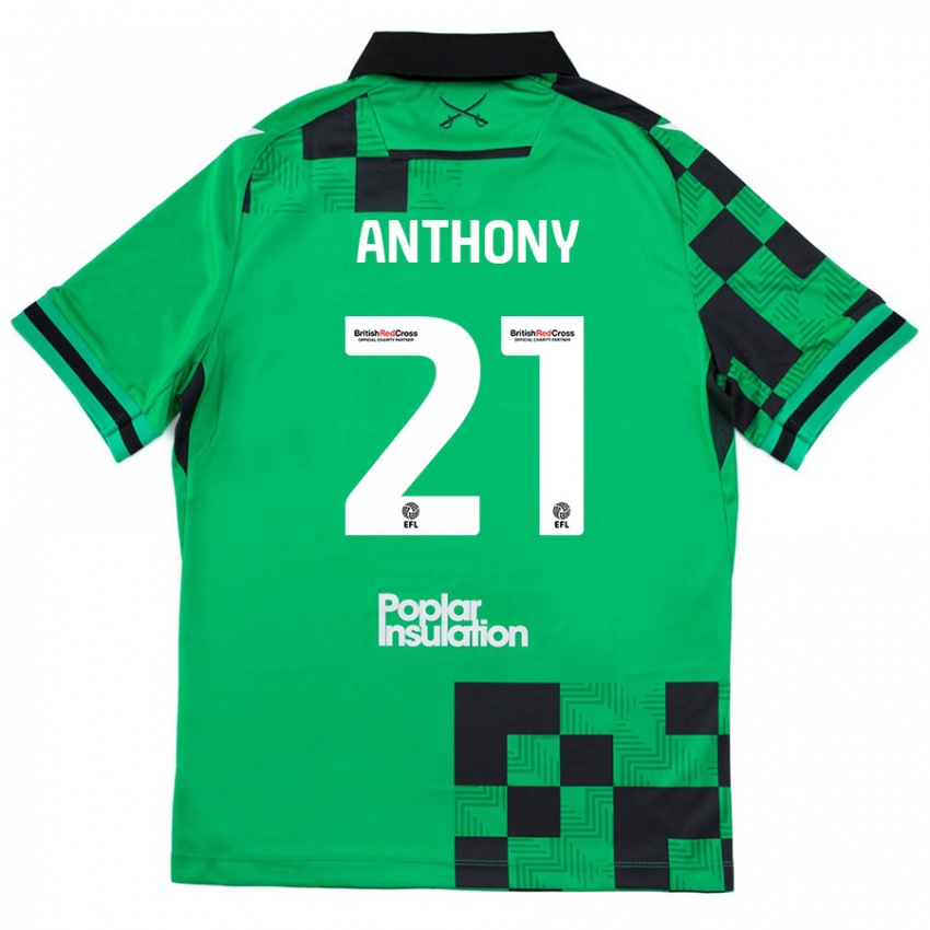 Kobiety Micah Anthony #21 Zielony Czarny Wyjazdowa Koszulka 2024/25 Koszulki Klubowe