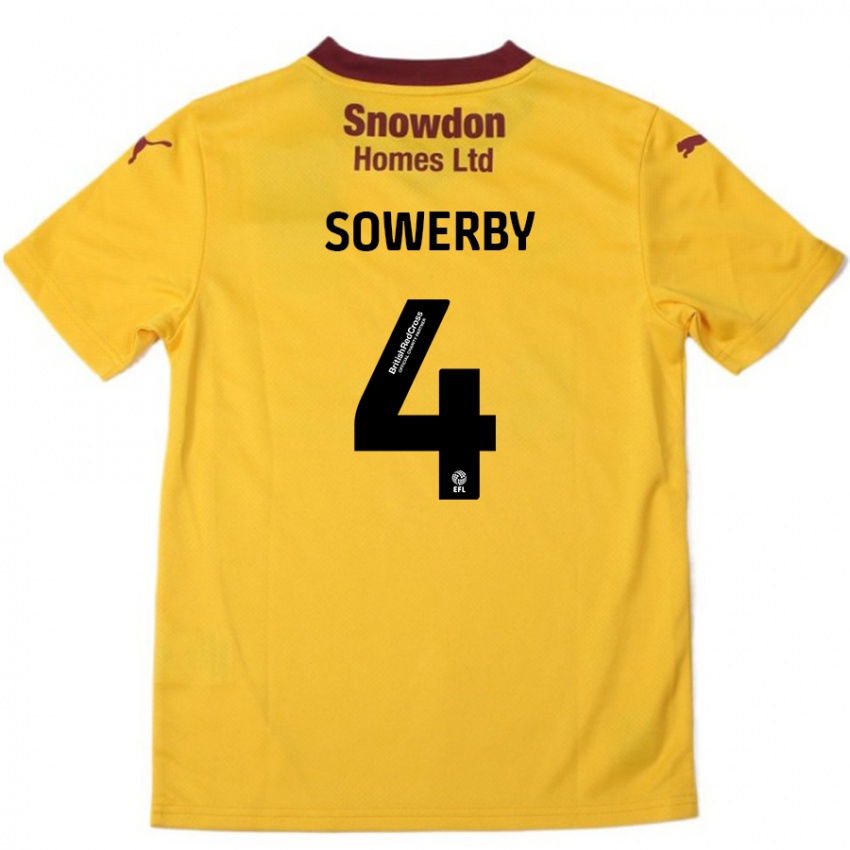 Kobiety Jack Sowerby #4 Pomarańczowy Burgundowy Wyjazdowa Koszulka 2024/25 Koszulki Klubowe