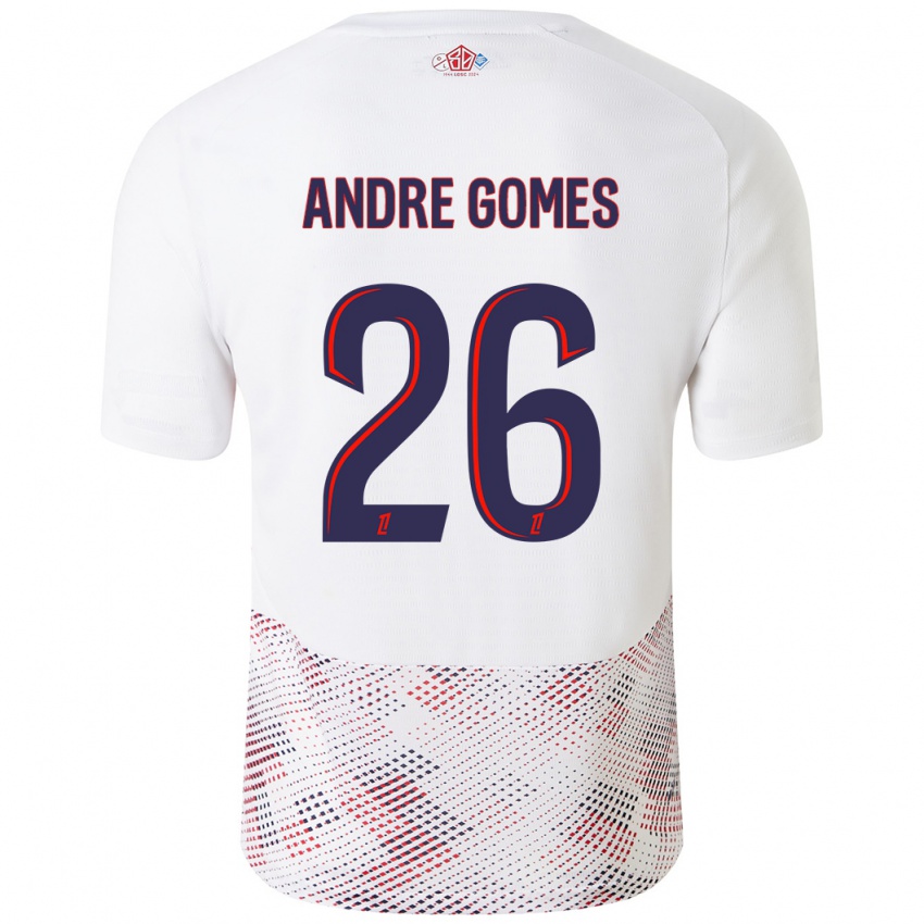 Męski Andre Gomes #26 Biały Królewski Niebieski Wyjazdowa Koszulka 2024/25 Koszulki Klubowe