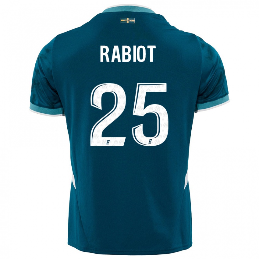 Kobiety Adrien Rabiot #25 Turkusowy Niebieski Wyjazdowa Koszulka 2024/25 Koszulki Klubowe