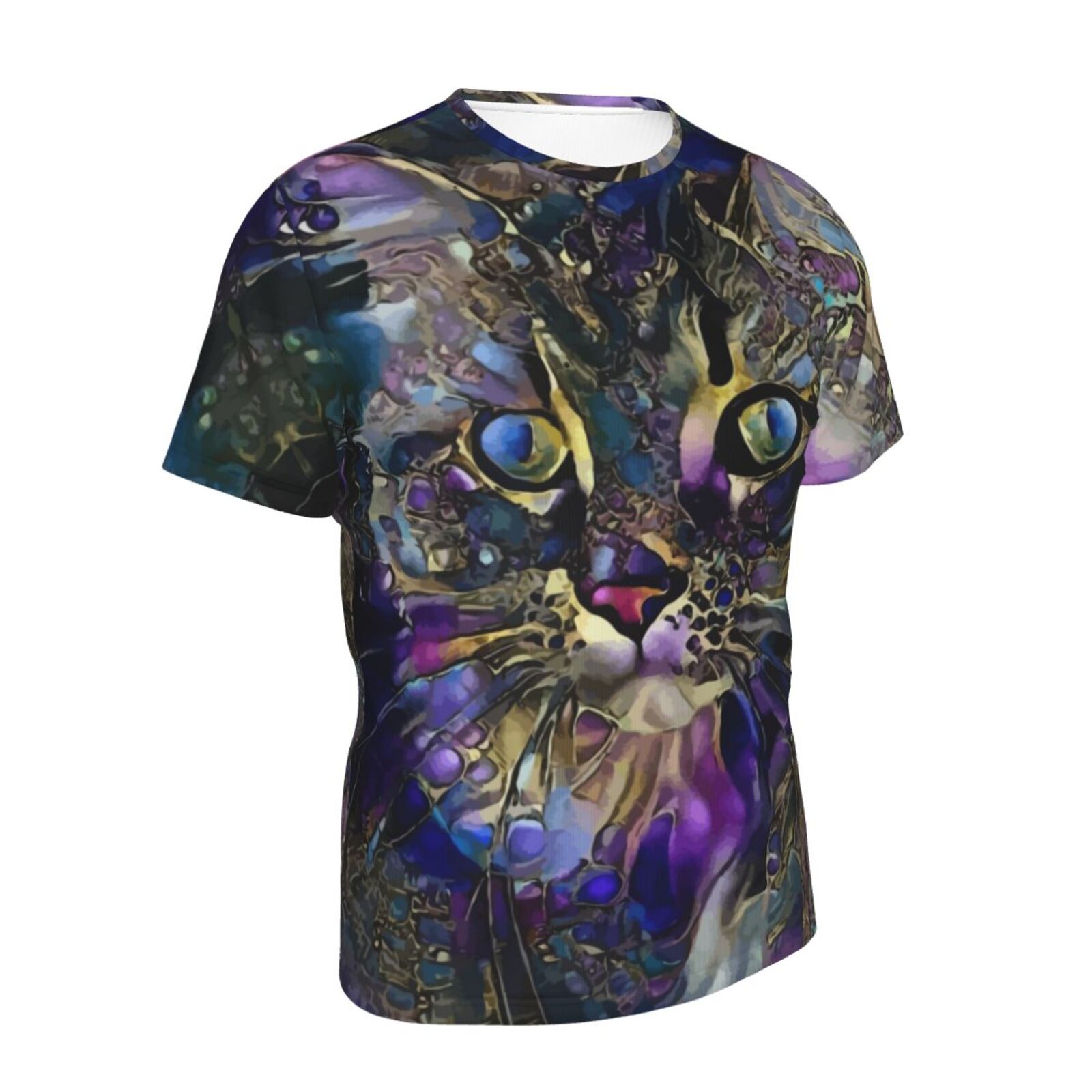 Koszulka Klasyczny Merry Purpurowy Kot Elementy Mieszane Mediów