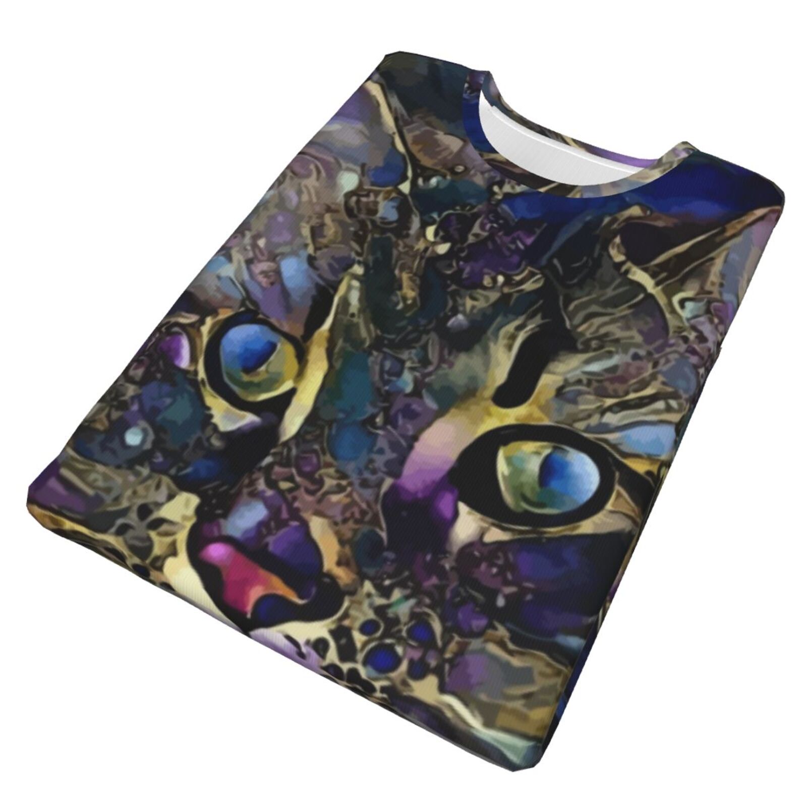 Koszulka Klasyczny Merry Purpurowy Kot Elementy Mieszane Mediów