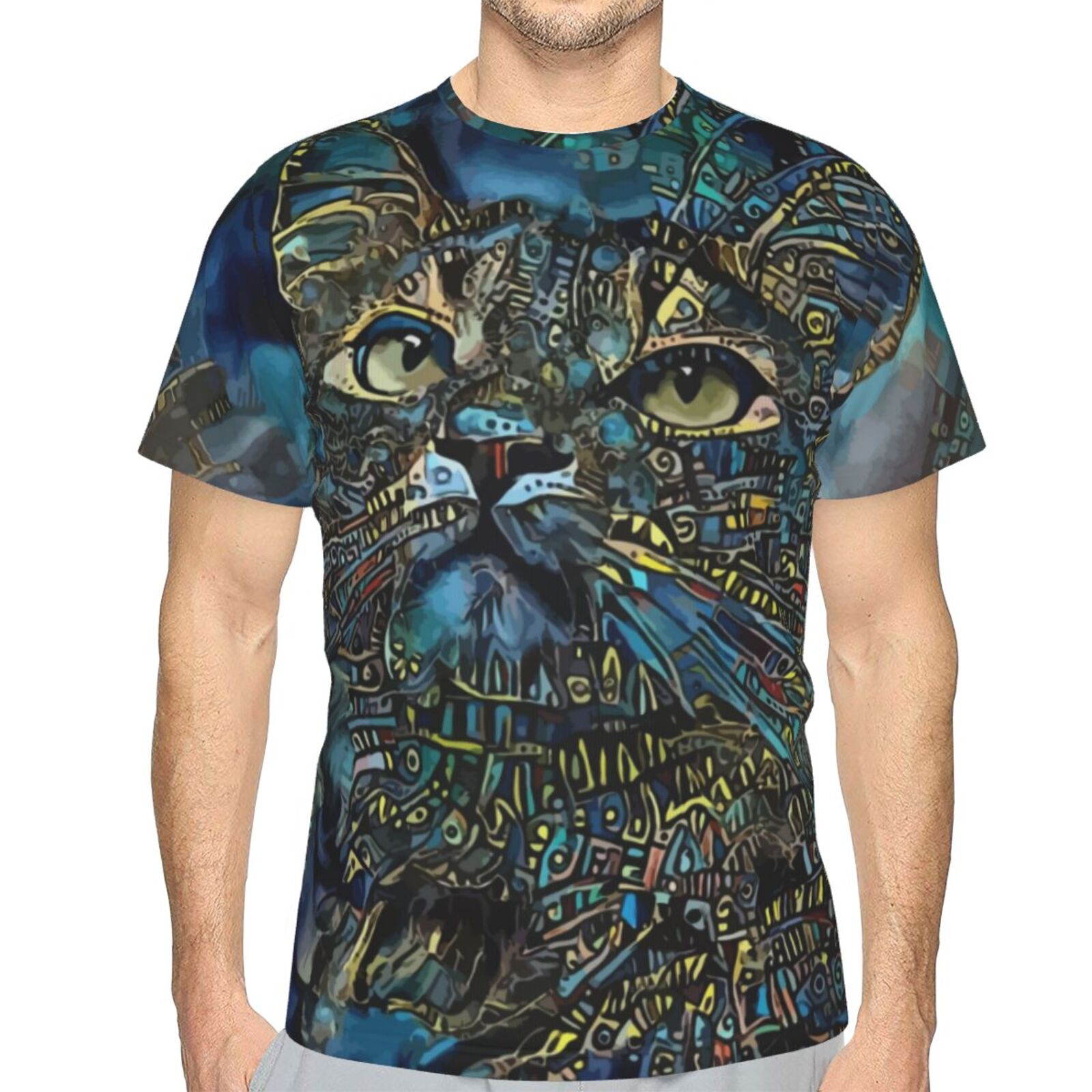 Koszulka Klasyczny Tzany Kot Elementy Mieszane Mediów